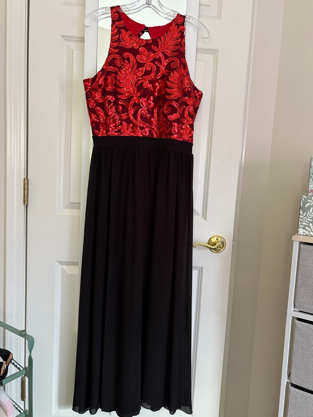 Red & Black Open Back Prom/Formal Dress (Shortened)